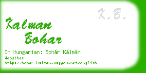 kalman bohar business card